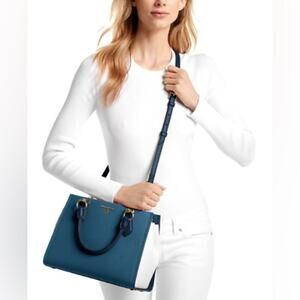 Michael Kors Marilyn Medium Two-Tone Saffiano Leather Satchel